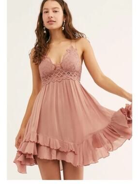 Free People Size XS Adella Slip Dress Pink Rose